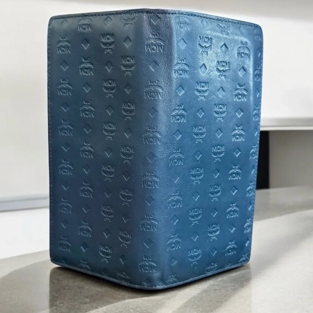MCM Blue Embossed Bifold Long Wallet